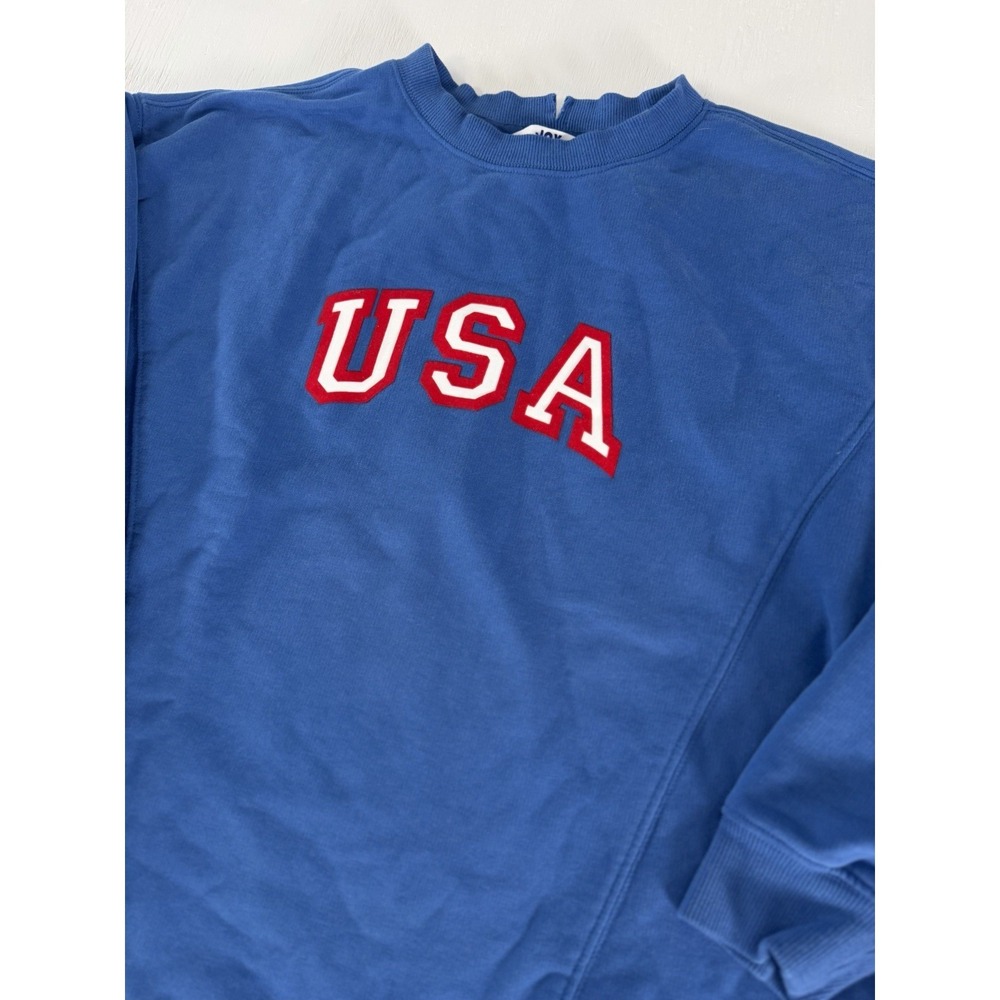 joy lab womens french terry USA Blue Crewnext Relaxed Fit Size Small 4th Of July - Picture 4 of 16